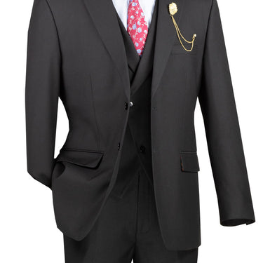 Vinci Black Modern Fit 3 Piece Suit - MV2TR