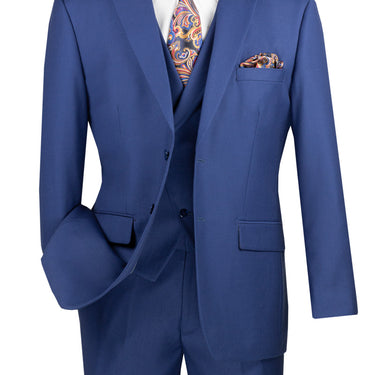 Vinci Blue Modern Fit 3 Piece Suit - MV2TR