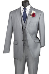 Vinci 3 Piece Modern Fit Suit in Light Gray - MV2TR
