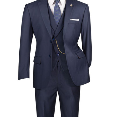 Vinci Navy Modern Fit 3 Piece Suit - MV2TR