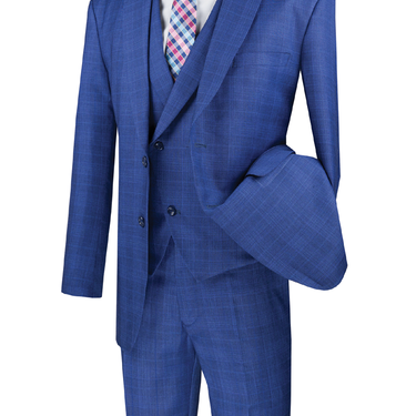 Vinci Blue Modern Fit 3 Piece Suit - MV2W-1