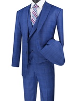 Vinci 3 Piece Modern Fit Suit in Blue - MV2W-1