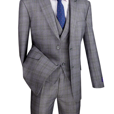 Vinci Gray Modern Fit 3 Piece Suit - MV2W-1
