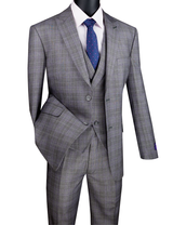 Vinci Gray Modern Fit 3 Piece Suit - MV2W-1