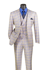 Vinci 3 Piece Modern Fit Suit in Blue - MV2W-3