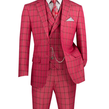 Vinci Raspberry Modern Fit 3 Piece Suit - MV2W-4