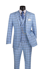 Vinci 3 Piece Modern Fit Suit in Light Blue - MV2W-4