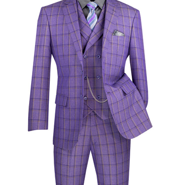 Vinci Purple Modern Fit 3 Piece Suit - F-MV2W4