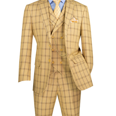 Vinci Tan Modern Fit 3 Piece Suit - MV2W-4
