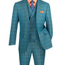 Vinci Teal Modern Fit 3 Piece Suit - F-MV2W4