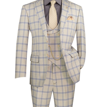 Vinci Light Beige Modern Fit 3 Piece Suit - MV2W-5