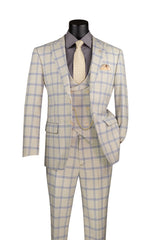 Vinci 3 Piece Modern Fit Suit in Light Beige - MV2W-5