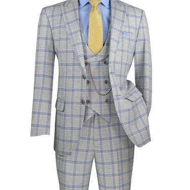 Vinci Light Gray Modern Fit 3 Piece Suit - MV2W-5
