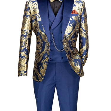 Vinci Navy Modern Fit 3 Piece Tuxedo - MVJQ-1
