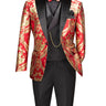Vinci Red Modern Fit 3 Piece Tuxedo - MVJQ-1