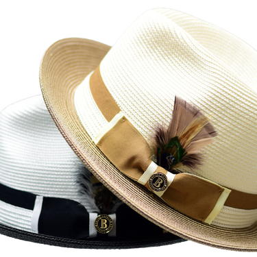 Bruno Capelo Main Street Two-Tone Straw Snap Brim Fedora