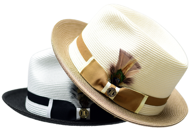 Bruno Capelo Main Street Two-Tone Straw Snap Brim Fedora