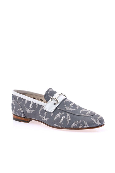 Mauri 1099/6 Fabric & Leather Horse-Bit Loafer - Jeans/White