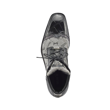 Mauri Jetset in Black / Grey Mens Exotic Alligator / Ostrich Leg / Mauri Fabric Derby Boots
