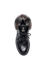Mauri 3240/4 Smoke Exotic Alligator Skin Lapin Lined Boots (MA5686) - Black/Multigrey/Black