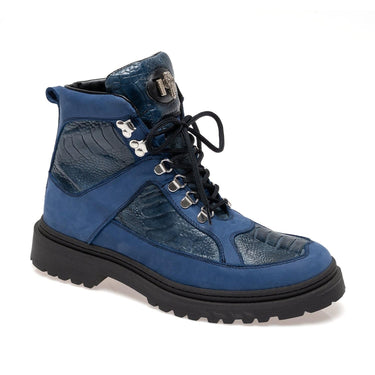 Mauri 3259 Backdoor Ostrich & Nubuck Leather Boot (MA5687) - Indigo Blue/Caribbean Blue