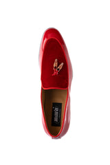 Mauri 3294 Velvet & Patent Tassel Loafer - Red