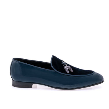 Mauri 3294 Velvet & Patent Tassel Loafer - Wonder Blue