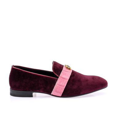 Mauri 4709/11 Crocodile & Velvet Loafer - Ruby Red/Pink