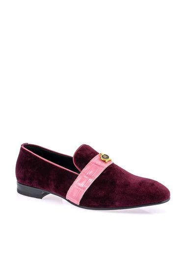 Mauri 4709/11 Crocodile & Velvet Loafer - Ruby Red