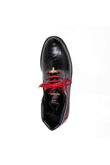 Mauri 4949/4 Hawk Ostrich / Velvet / Leather Boot (MA5688) - Black/Black/Red