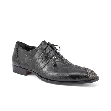 Mauri Two Face in Black / White Mens Exotic Alligator / Matahari Fabric High End Oxfords