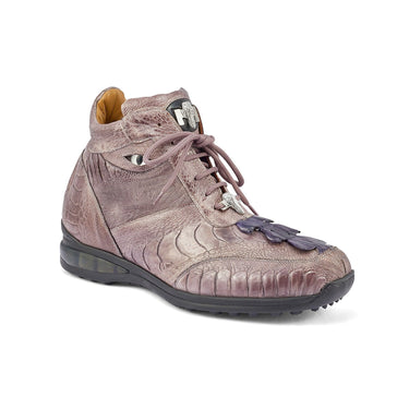 Mauri Venom in Medium Grey / Wonder Blue Mens Exotic Hornback Tail / Ostrich Leg Eyes Casual Sneakers