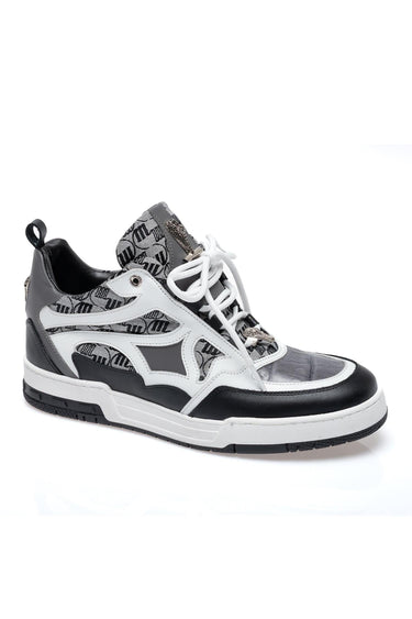 Mauri 8435 Abstract Crocodile / Nappa / Fabric Sneaker (MA5685) - Black/Medium Grey/White