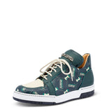 Mauri Crown in Hunter Green / Cream Mens Exotic Crocodile / Nappa / Patent Leather Casual Sneakers