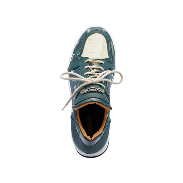 Mauri Crown in Hunter Green / Cream Mens Exotic Crocodile / Nappa / Patent Leather Casual Sneakers