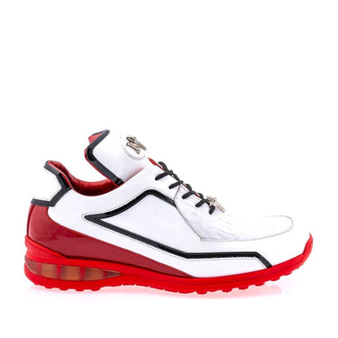 Mauri 8476 Multi Material Sneaker - White/Black/Red