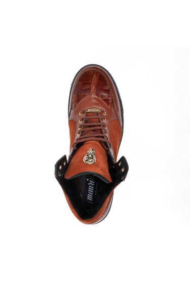 Mauri 8496 Jacked Crocodile / Nappa / Suede Shearling High-Top Sneaker (MA5679) - Gold