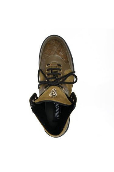 Mauri 8496 Jacked Crocodile / Nappa / Suede Shearling High-Top Sneaker (MA5679) - Olive