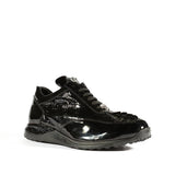 Mauri Blunt in Black Mens Exotic Hornback / Embossed Patent Leather Casual Sneakers