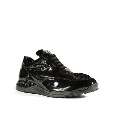 Mauri Blunt in Black Mens Exotic Hornback / Embossed Patent Leather Casual Sneakers
