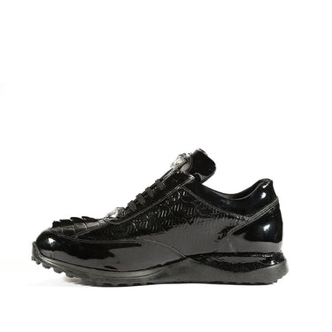 Mauri Blunt in Black Mens Exotic Hornback / Embossed Patent Leather Casual Sneakers