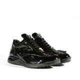 Mauri Blunt in Black Mens Exotic Hornback / Embossed Patent Leather Casual Sneakers