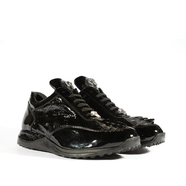 Mauri Blunt in Black Mens Exotic Hornback / Embossed Patent Leather Casual Sneakers