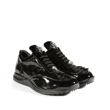 Mauri Blunt in Black Mens Exotic Hornback / Embossed Patent Leather Casual Sneakers