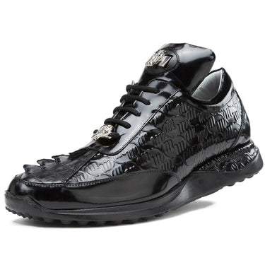 Mauri Blunt in Black Mens Exotic Hornback / Embossed Patent Leather Casual Sneakers