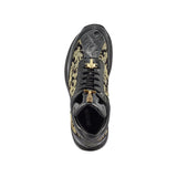 Mauri Blunt in Black & Gold Mens Exotic Crocodile / Didier Fabric / Patent Leather Casual Sneakers