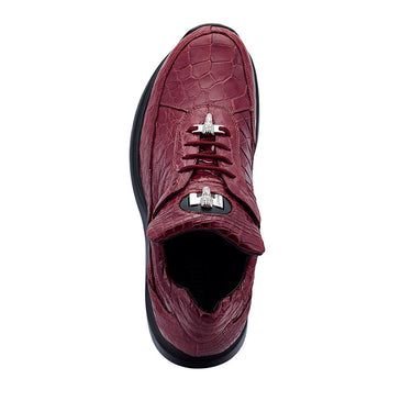 Mauri Bloodshed in Ruby Red Mens Exotic Alligator Casual Sneakers