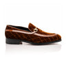 Mauri Allure in Cognac Mens Quilted Velvet / Patent Leather Slip-on Horsebit Loafers in Cognac