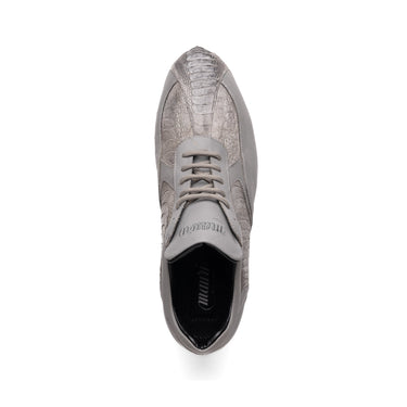 Mauri Bolt in Light Grey Mens Exotic Ostrich Leg / Nappa Leather Casual Sneakers
