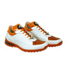 Mauri Bubble in White / Orange Mens Exotic Crocodile / Patent Leather Sneakers in White Orange